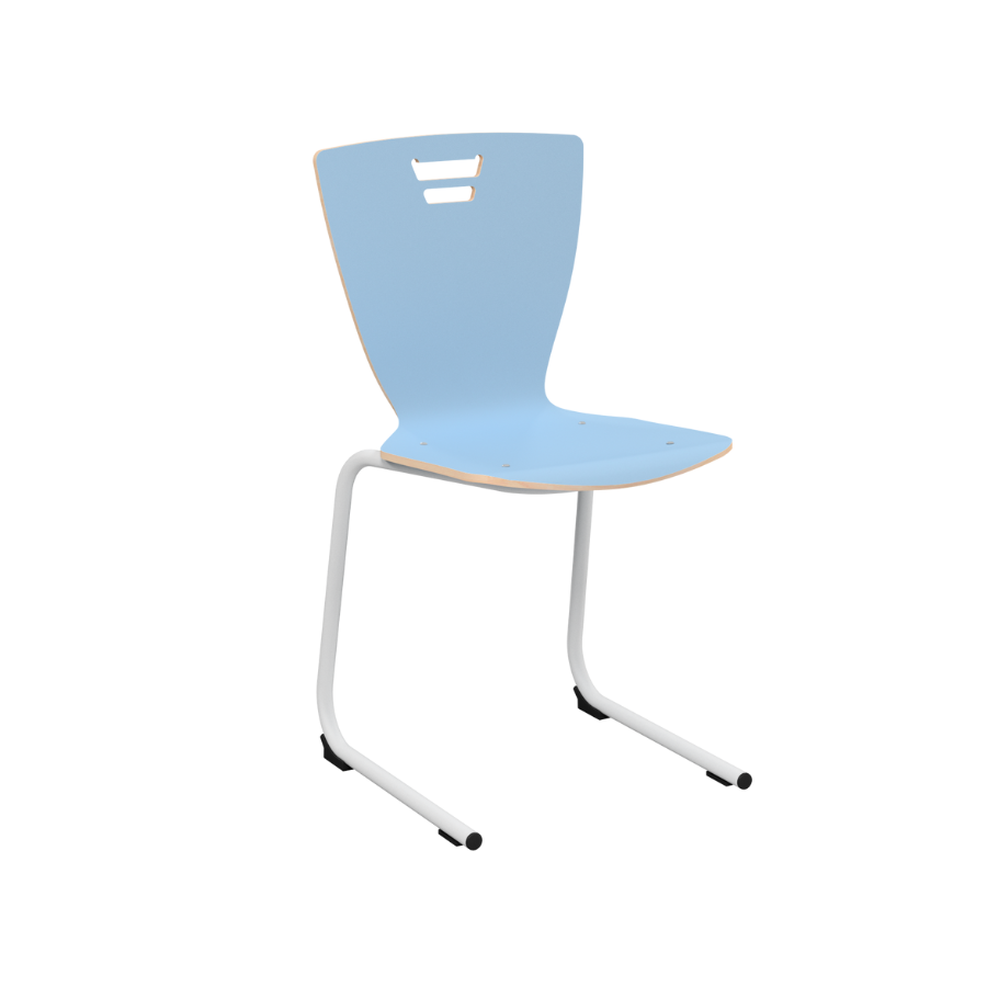 Учнівський стілець з суцільним фанерним моноблоком та гнутим металокаркасом, на рост. гр. №6, покриття фанери - пластик HPL, АЛМАНТ, 420х475х830 мм(h=460 мм)